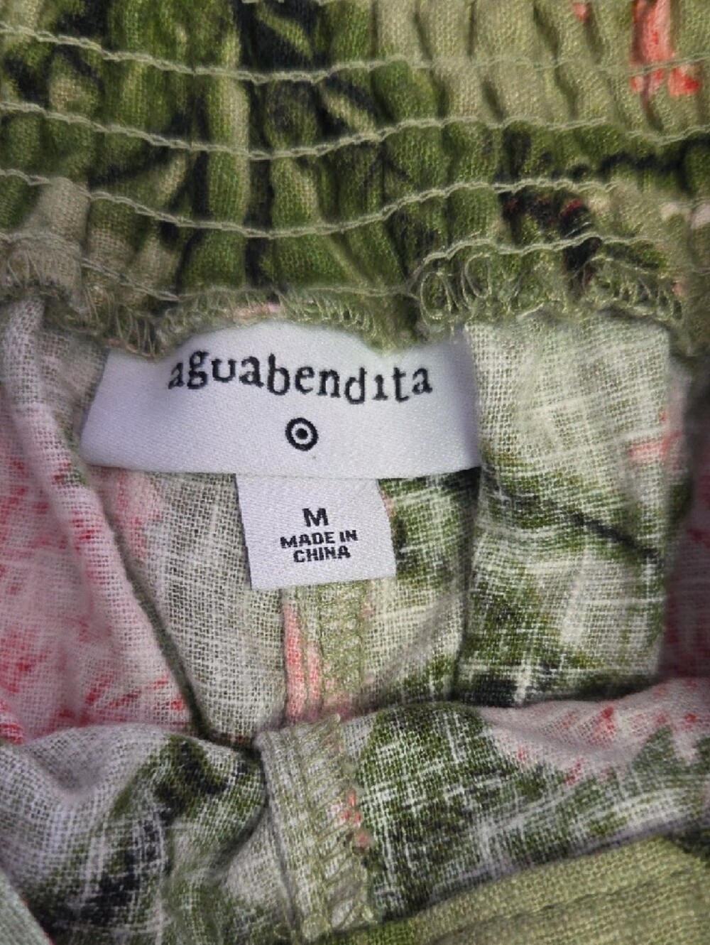 Agua Bendita Green Slacks with Pink Floral Tie Waist - Picture 2 of 7